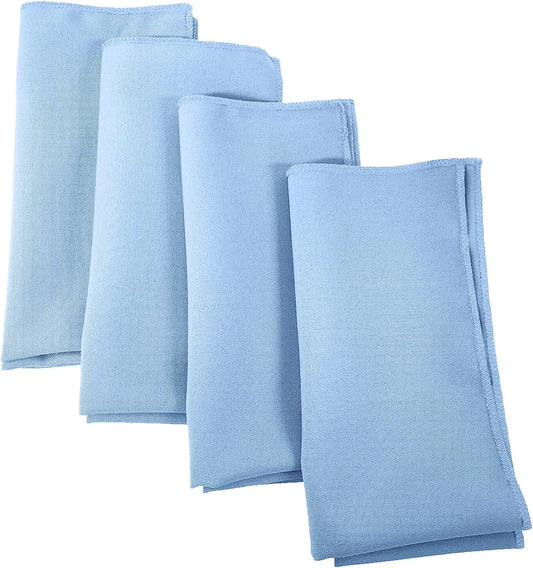 LA Linen 4-Pack Poly Blend Napkin - Soft Cloth Napkins - Washable Reusable Napkins - Stain and Wrinkle Resistance – Dinner Napkins – Wedding Napkins – Napkins for Parties - 18x18 (Blue Light)