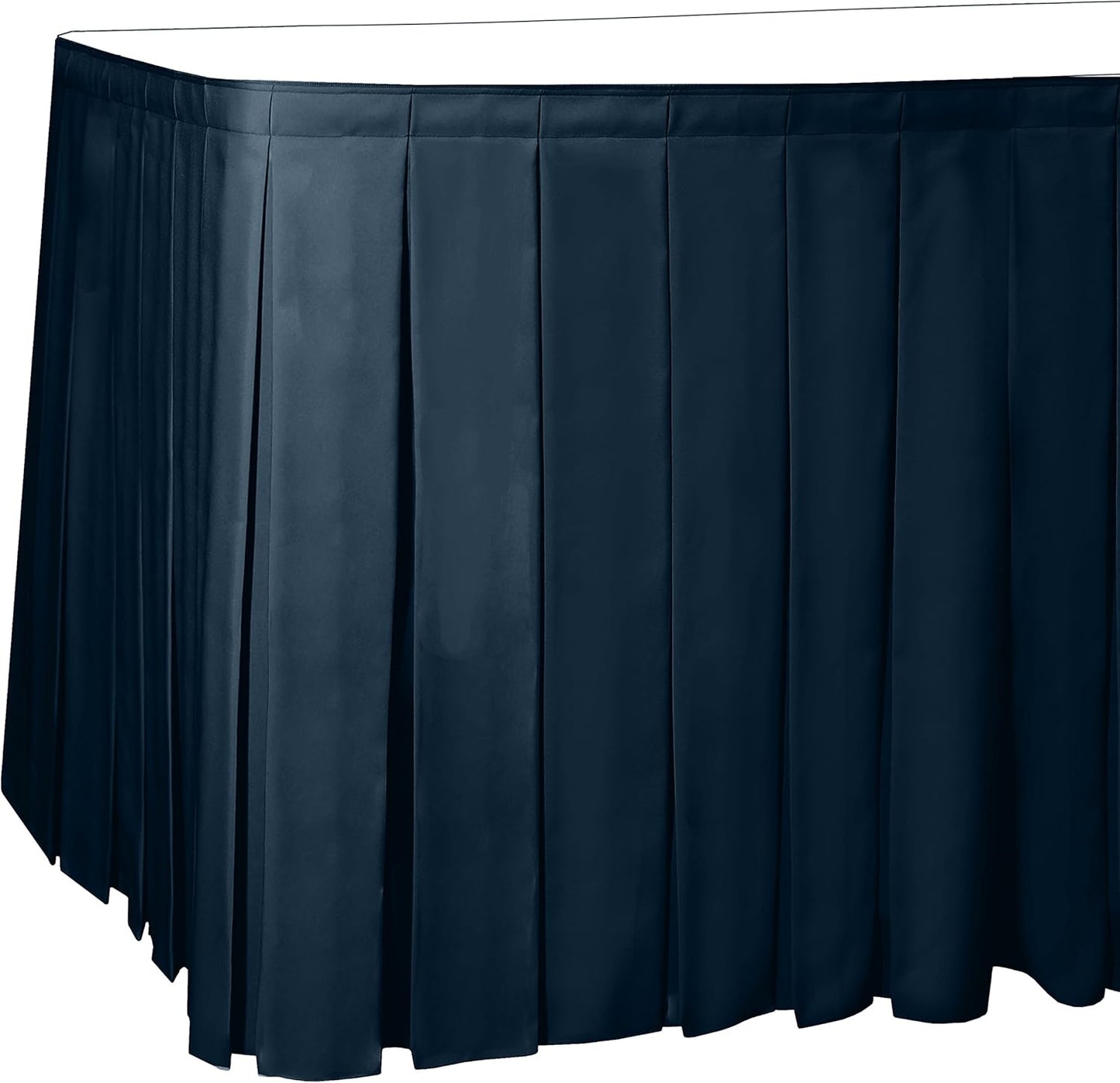 Ultimate Textile Pleat Polyester Fabric Table Skirt - Machine Washable, Flame Resistant, Cut & Sewn in NJ, Desk Skirt - Wedgewood, 7' Box Pleat x 42" h