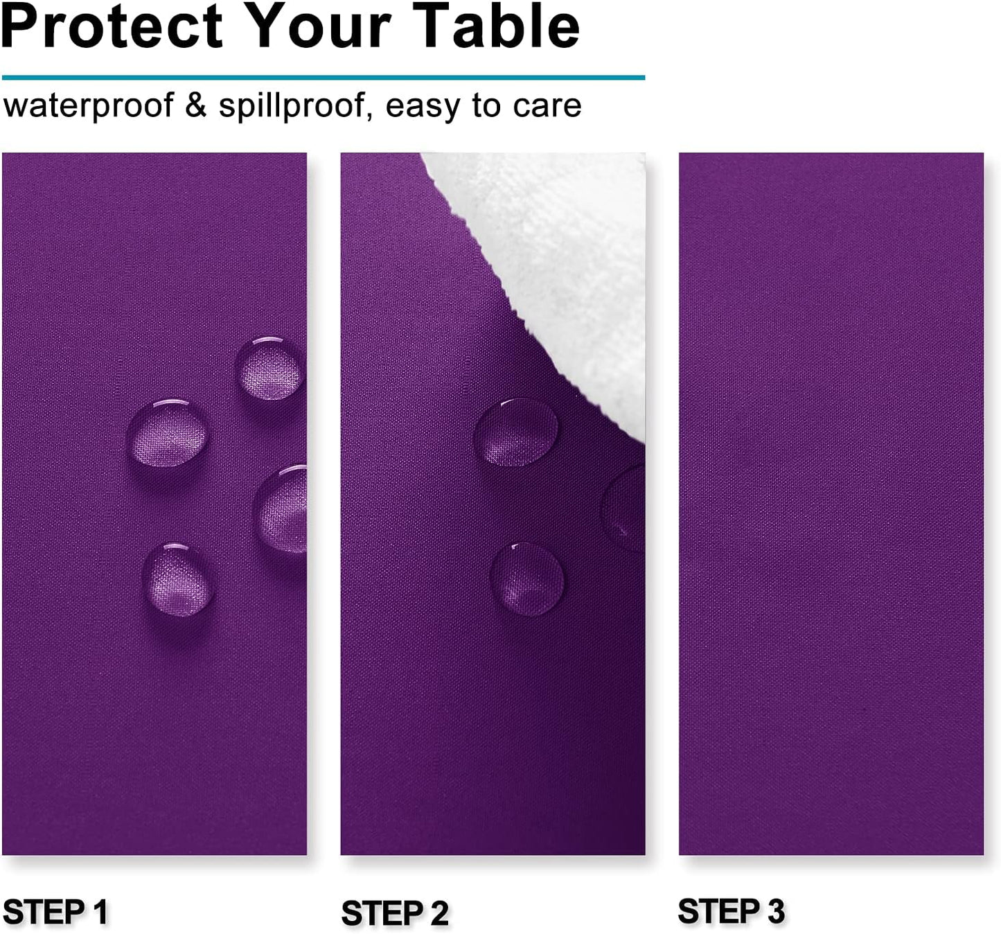 Hiasan Small Tablecloth for Square Tables - Waterproof and Spillproof Washable Fabric Table Cloth for Dining Room Halloween Party (Royal Purple, 40 x 40 Inch)