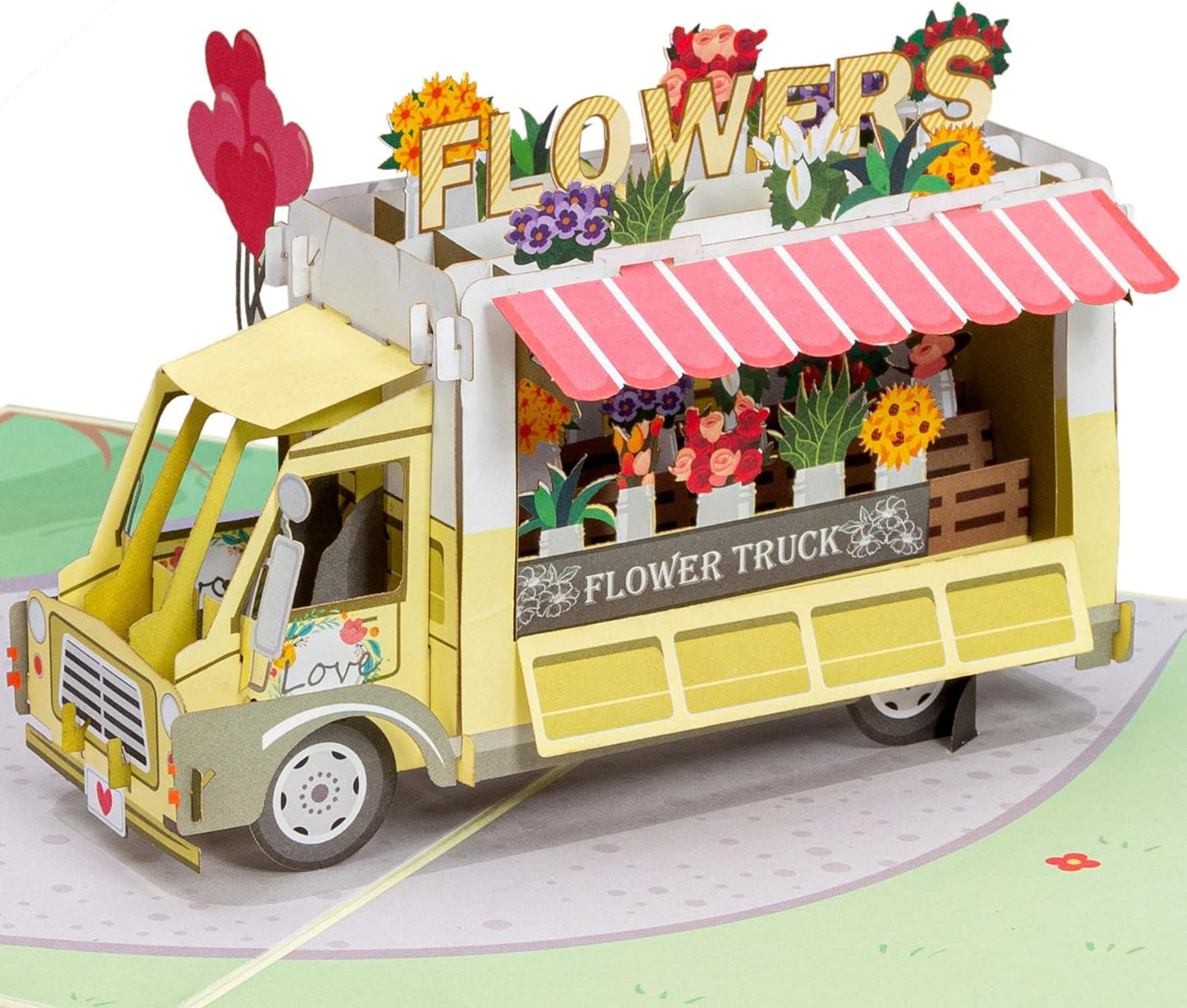 Paper Love Flower Truck 3D Pop Up Card, Gift for Birthday, Wedding, Anniversary, Thank You, Get Well, All Occasion or Just Because - 5" x 7" Cover - Includes Envelope and Note Tag