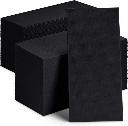 Disposable Dinner Napkins Paper, 12" x 17" 2-Ply Quilted Colored Napkins For Wedding, Reception, Party Or Event (300, Black)