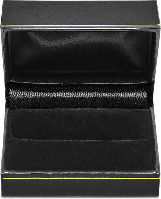 Novel Box Black Jewelry Box for Double Rings 3x2x1.5 Inches - Ring Gift Boxes with Gold Trim - Faux Leatherette Double Rings Storage Case - Gift Presentation Cases for Ring Only