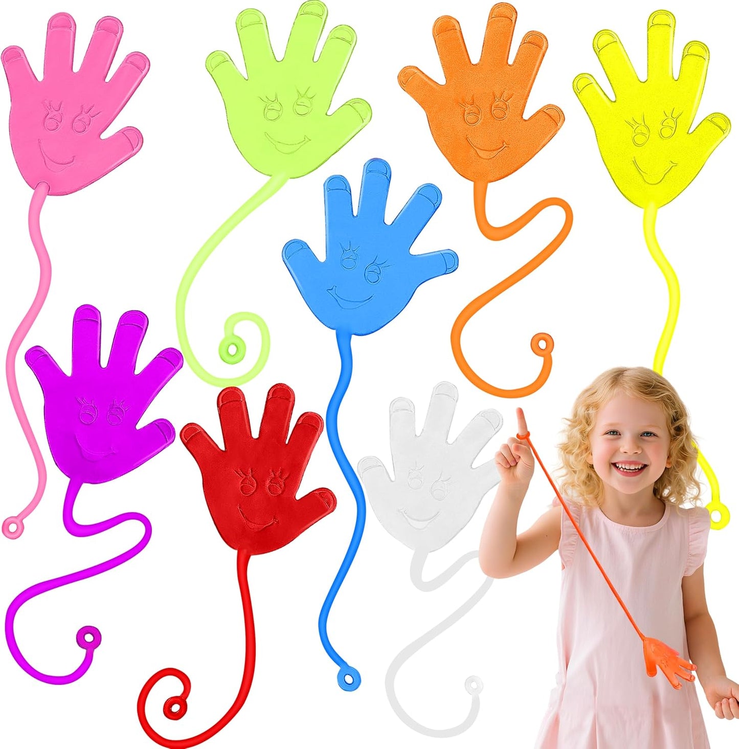 JOYIN Large 48Pcs Sticky Hands Party Favors, Party Table Favors Set for Kids, Holiday Traditions, Classroom Treasure Box Carnival Prizes Bulk Pinata Stuff Glitter Toys, Halloween goodie bags