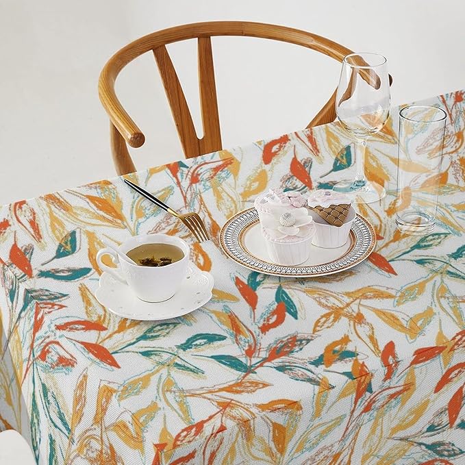 YCness Thanksgiving Fallen Leaves Tablecloth, Fall Autumn Watercolor Seasonal Colorful Maple Table Decor for Home Bedroom Kitchen Dinner Table Cover 55x75 Rectangle