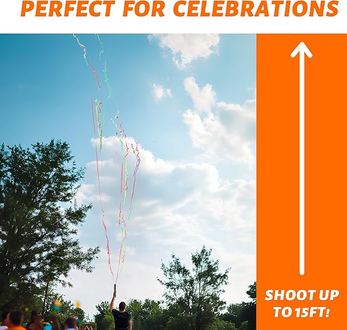 6 Pack Biodegradable Streamer Confetti Cannon,confetti Poppers, Confetti Shooter, Party Poppers for Celebration, Birthday, Graduation, New Year's Eve Party