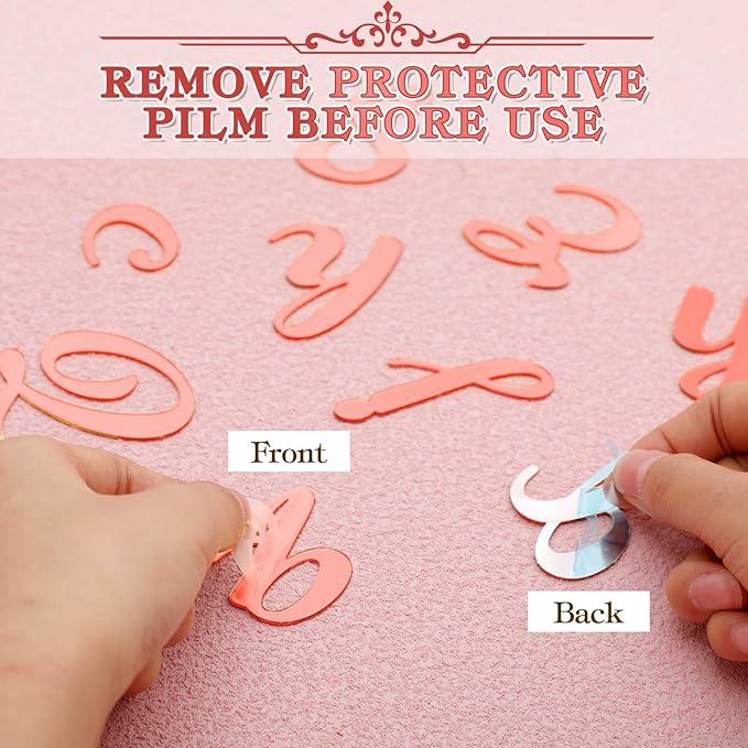 Teenyyou 68 Pcs Acrylic Alphabet Number Cake Topper 0-9 Number and A-z Letters Personalized Cake Picks Decor DIY Name Cupcake Toppers Christmas Wedding Baby Shower Party(Rose Gold)
