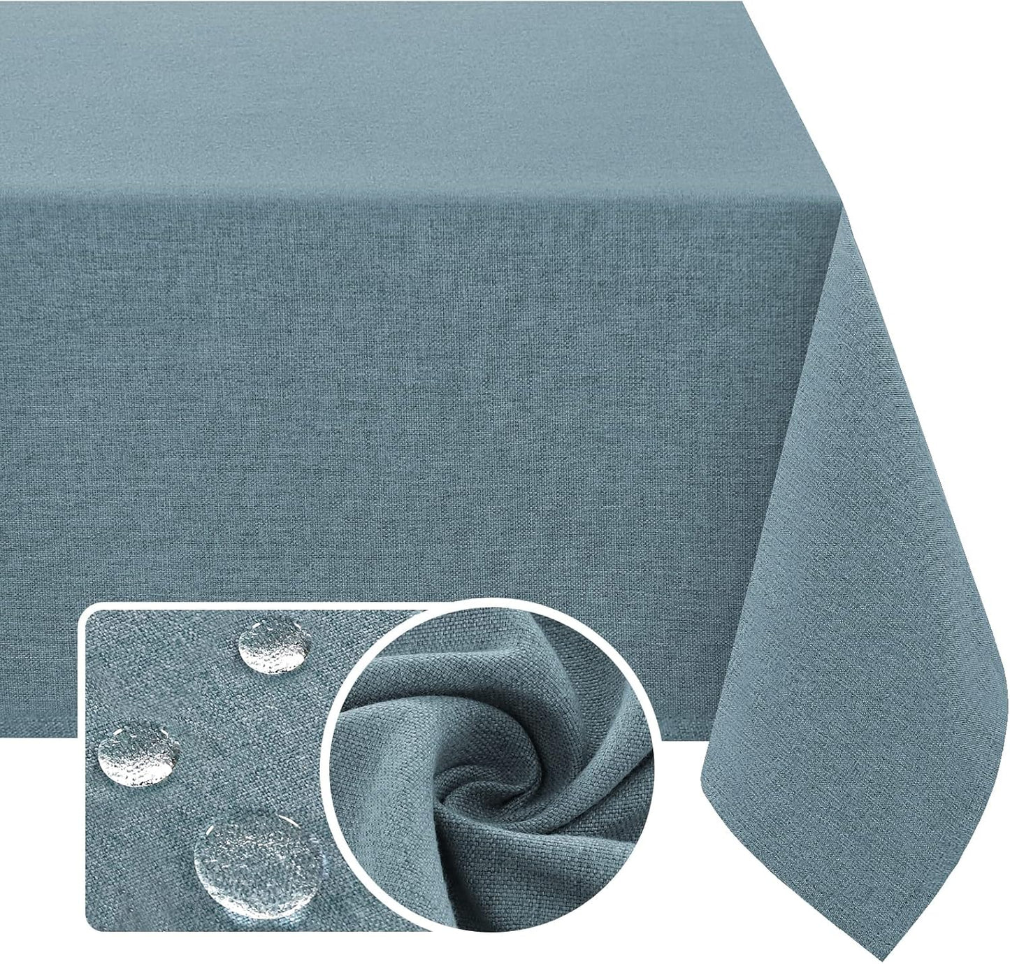 H.VERSAILTEX Linen Textured Tablecloth 60 x 120 Waterproof Decorative Table Cloth Spill-Proof Linen Look Cover for Party Table Extra Soft and Thick Fabric Wrinkle Free, Heather Stone Blue