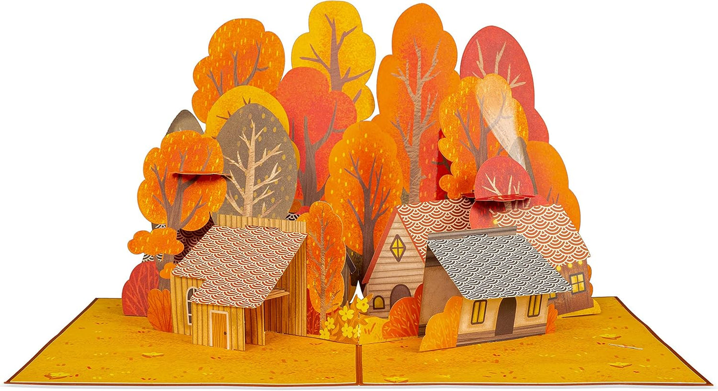 Paper Love 3D Fall Foliage Pop Up Card, For Autumn, Thanksgiving, Halloween, Thank You, Thinking of You or Just Because - 5" x 7" Includes Envelope and Removable Note Tag
