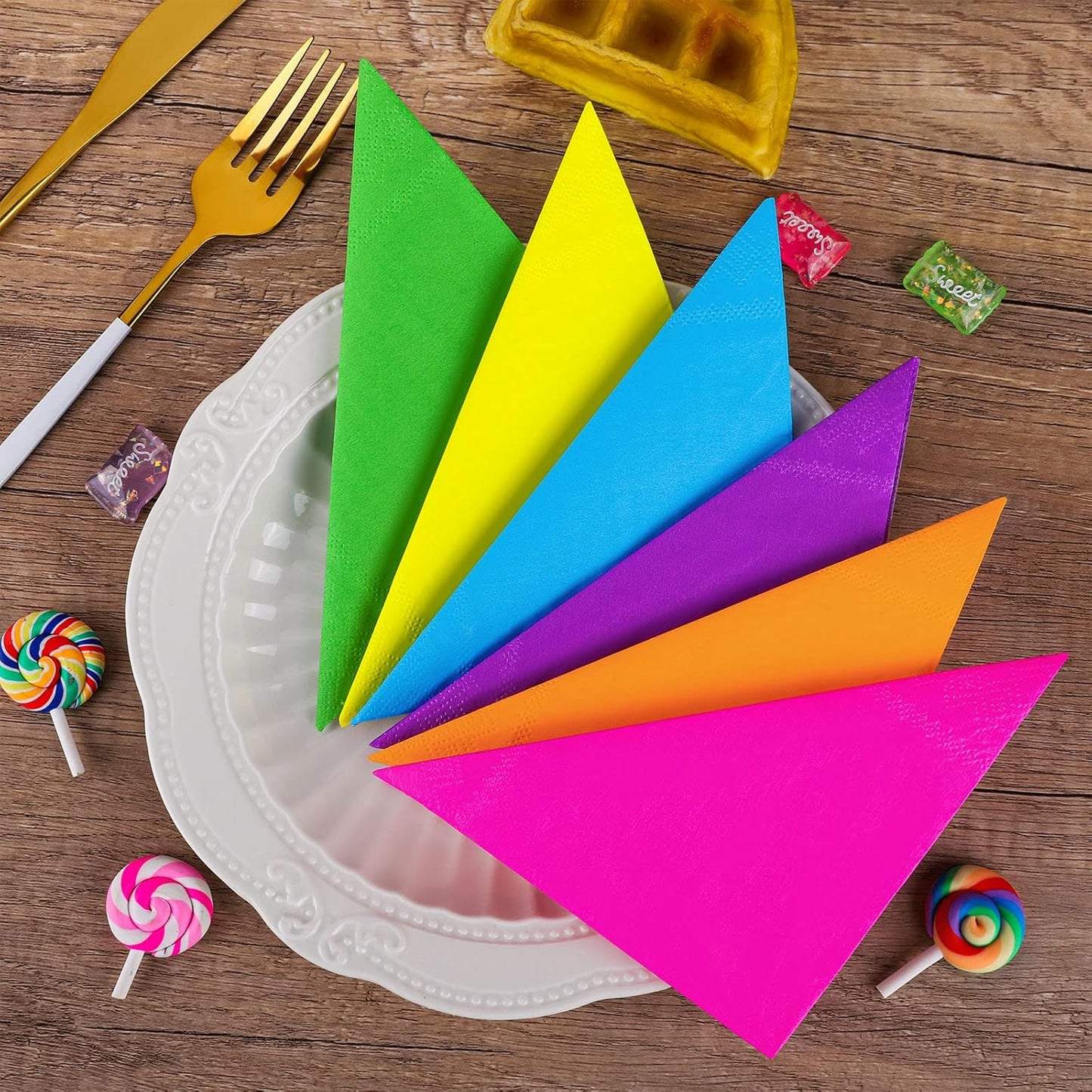 Resinta 120 Pieces Cocktail Napkin Paper Napkins 2 Ply Party Supplies, 6 Colors