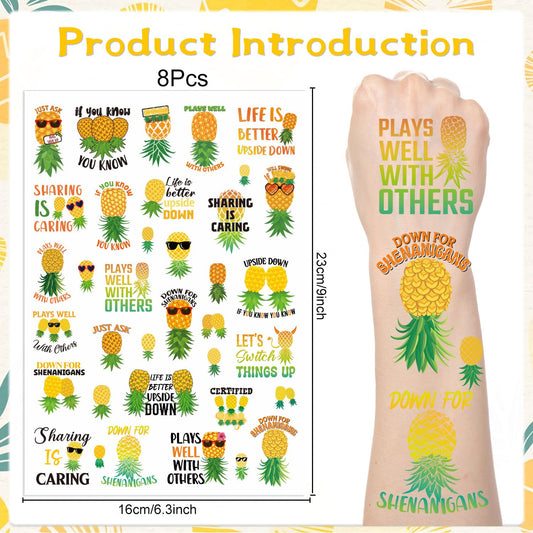 Adults Pineapple Temporary Tattoos - Lovarywow 200+ Cool Pineapple Temporary Tattoos Stickers for Men Women Fruit Themed Party Decorations Supplies Favors Funny Pineapple Fake Tattoo Prizes