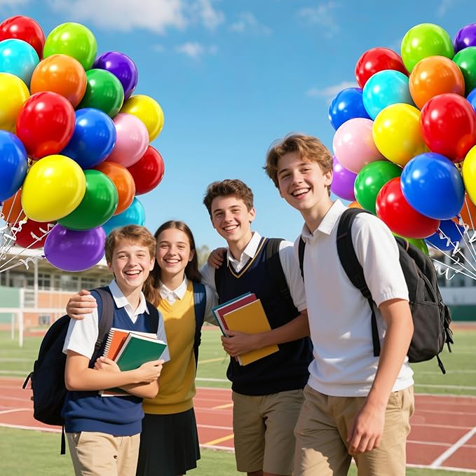 Rainbow Balloons 12 inch, Red Dark Purple Orange Yellow Lime Green Light Blue Pink Latex Balloon 50pcs Party Balloons for Colorful Rainbow Baby Shower Birthday Party Decorations