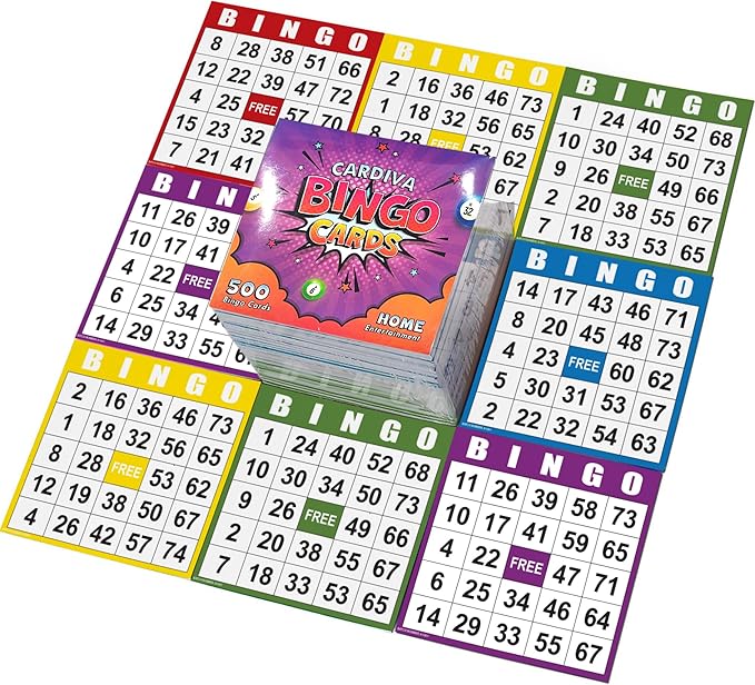 Cardiva Bingo Cards, 500 Unique Bingo Sheets (5 Colors, 4x4) – Disposable or Reusable Paper Bingo Cards for Large Groups, Parties, Classrooms, Events & Senior Game Nights – Tear-Off Pad-Bound Design