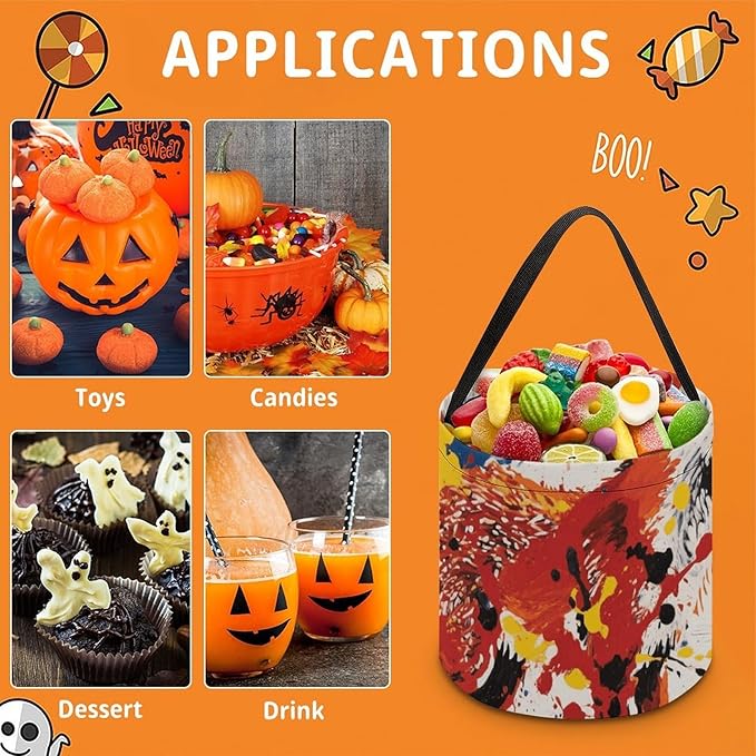 Halloween Candy Bucket - Fox Art Trick Or Treat Candy Bag, Gift Bag for Party Favor Supplies