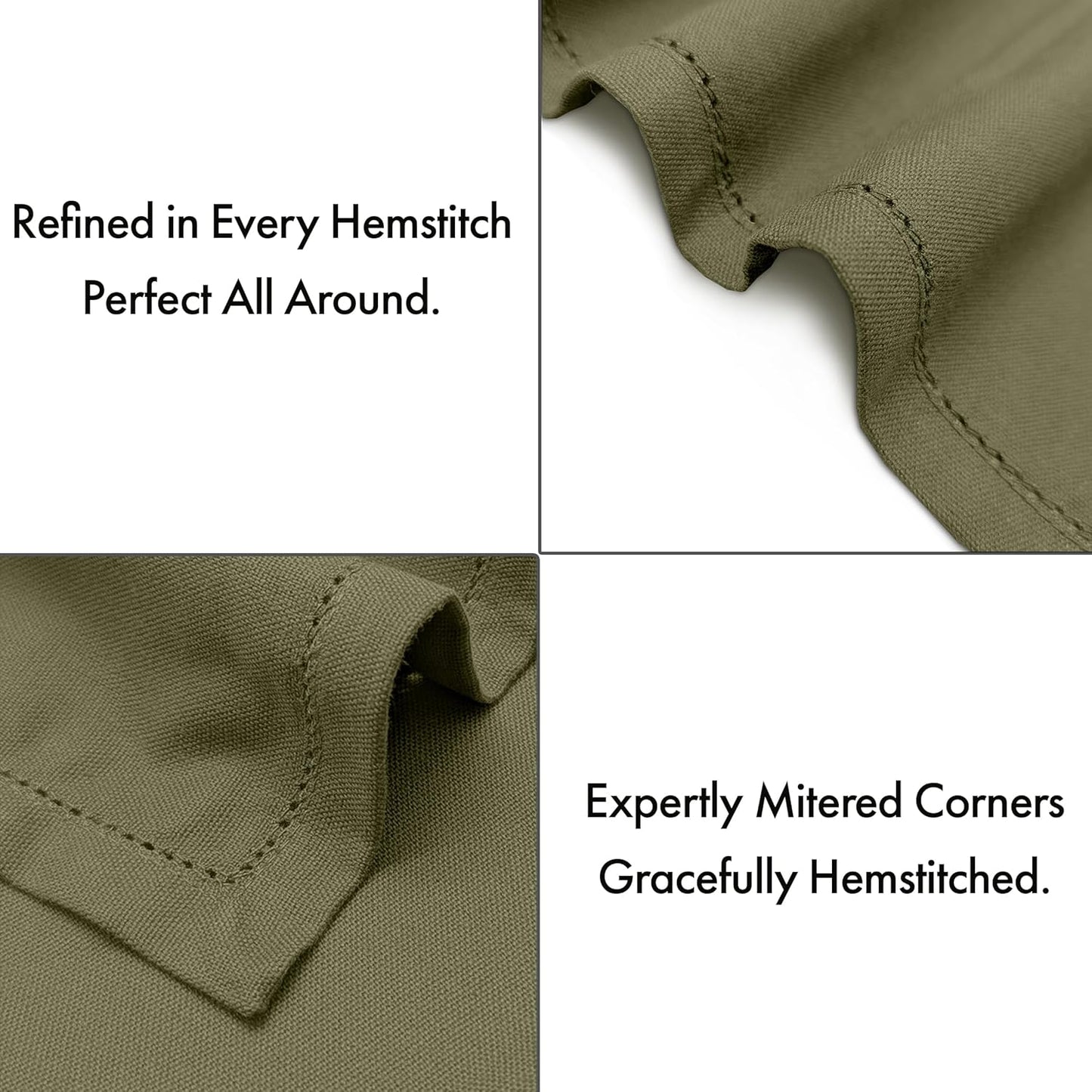 Ruvanti Cloth Napkins - 100% Cotton Dinner Napkins, Hem Stitched Corners, 18x18 Inch, 12 Pack - Soft, Absorbent, Durable, Reusable, Wrinkle Resistant for Formal Dining & Everyday Use - Capulet Olive