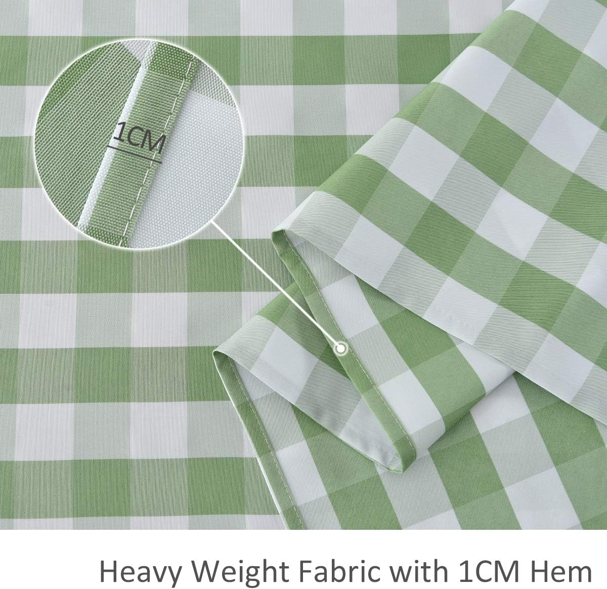 maxmill Rectangle Checkered Tablecloth Waterproof Spillproof Wrinkle Resistant Buffalo Plaid Heavy Weight Table Cloth Gingham Table Cover for Outdoor and Indoor Use, 52 x 70 Inch Mint and White