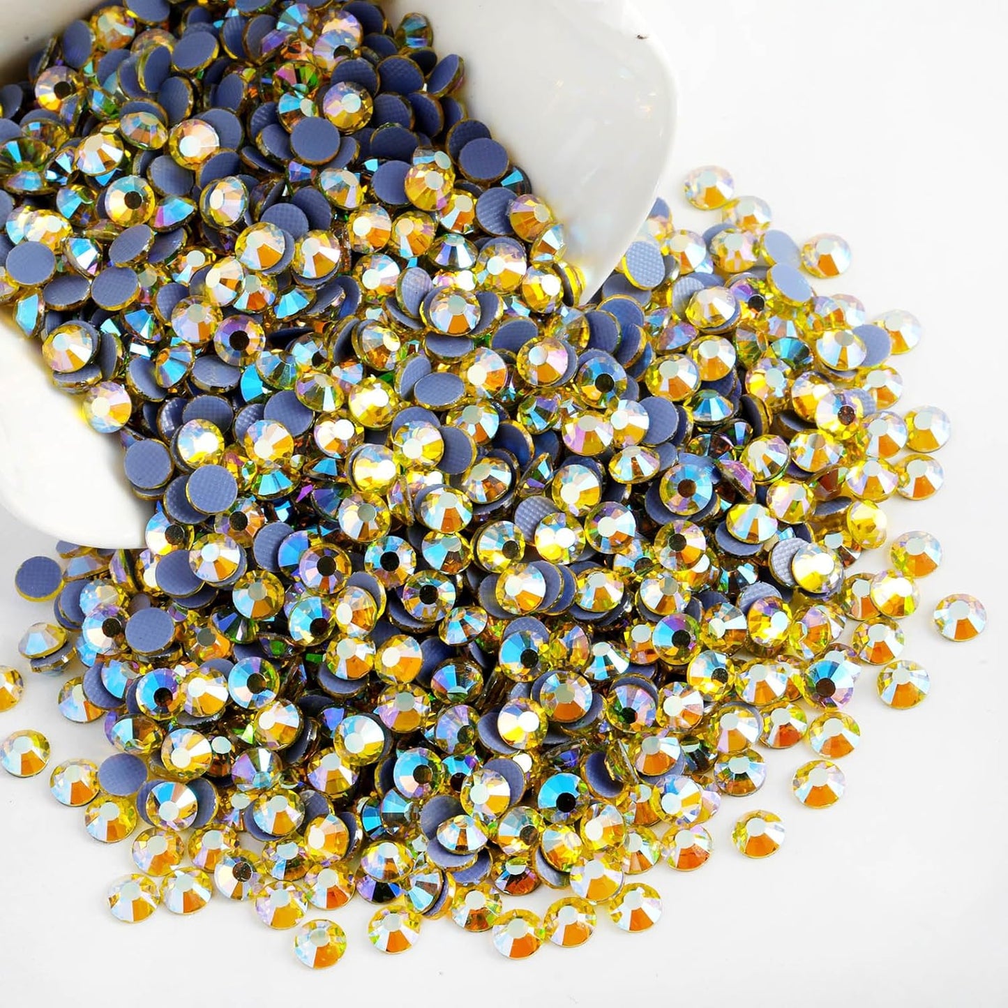 Beadsland Hotfix Rhinestones, 2880pcs Flatback Crystal Rhinestones for Crafts Clothes DIY Decoration, Citrine AB, SS8, 2.3-2.5mm