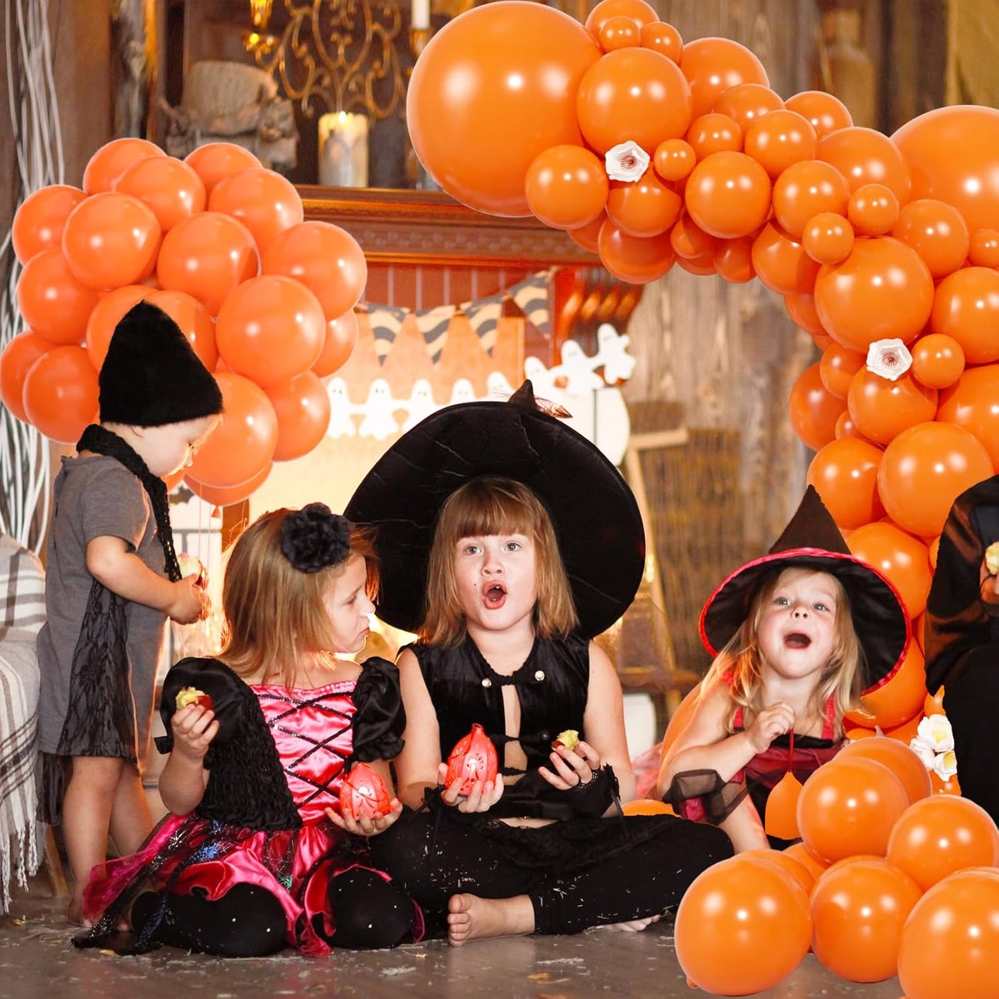 104pcs Orange Balloons - 18/12/10/5 Inch Orange Latex Balloons Garland Arch Different Sizes Pack for Birthday, Halloween, Thanksgiving and Fall Party Decorations