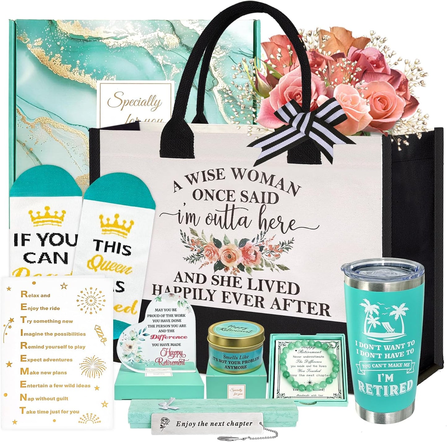 Retirement Gift for Woman 2025, Best Happy Retirement Gifts for Coworker Teacher Nurse Boss Friend Mom Grandma Retirees, Funny Retirement Gifts for Women, Cool Retired Gift Basket with 20oz Tumbler