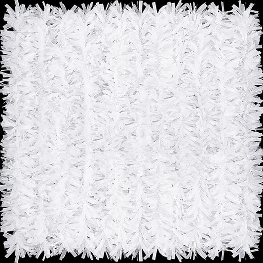 Sosation 100 ft Christmas Tinsel Garland Christmas Tree Twist Garland Bulk Glitter Metallic Streamer Indoor Outdoor Hanging Xmas Decorations(White)
