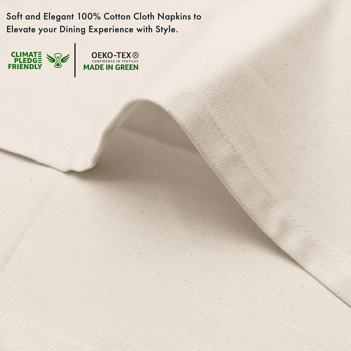 Ruvanti Premium Cloth Napkins Set of 6, 18x18 Inches, 100% Cotton, Washable, Soft & Absorbent, Perfect for Wedding, Christmas, ‎Thanksgiving Dinners - Natural Color