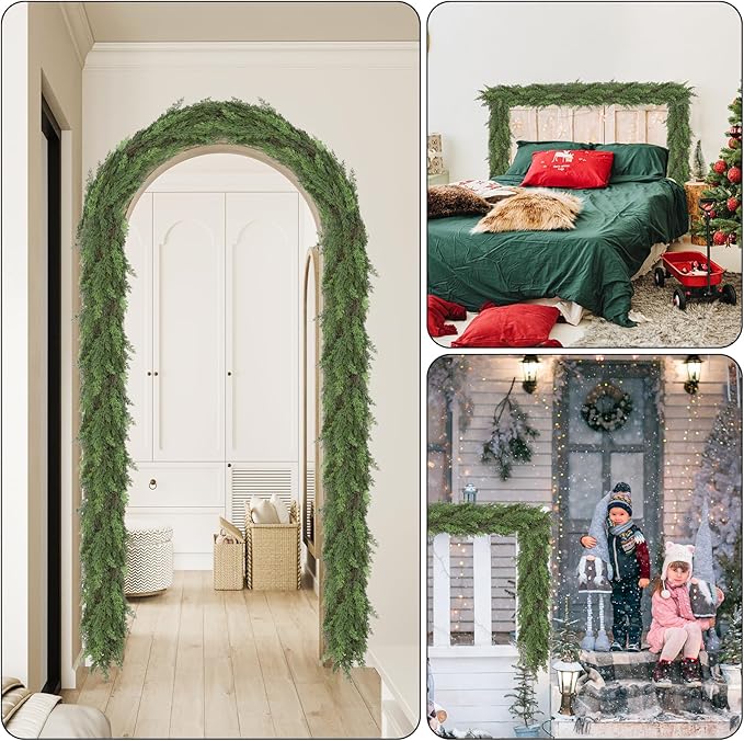 1 Pcs 6FT Christmas Cedar Garland Real Touch Christmas Garland Thick and Lush Christmas Garland Realistic Artificial Greenery Garland for Fireplace Holiday Indoor Outdoor