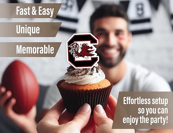 USC Party Supplies for Football, Birthday Gift, Graduation Party Banner and Cake Toppers (42 Pieces) (South Carolina Gamecocks)