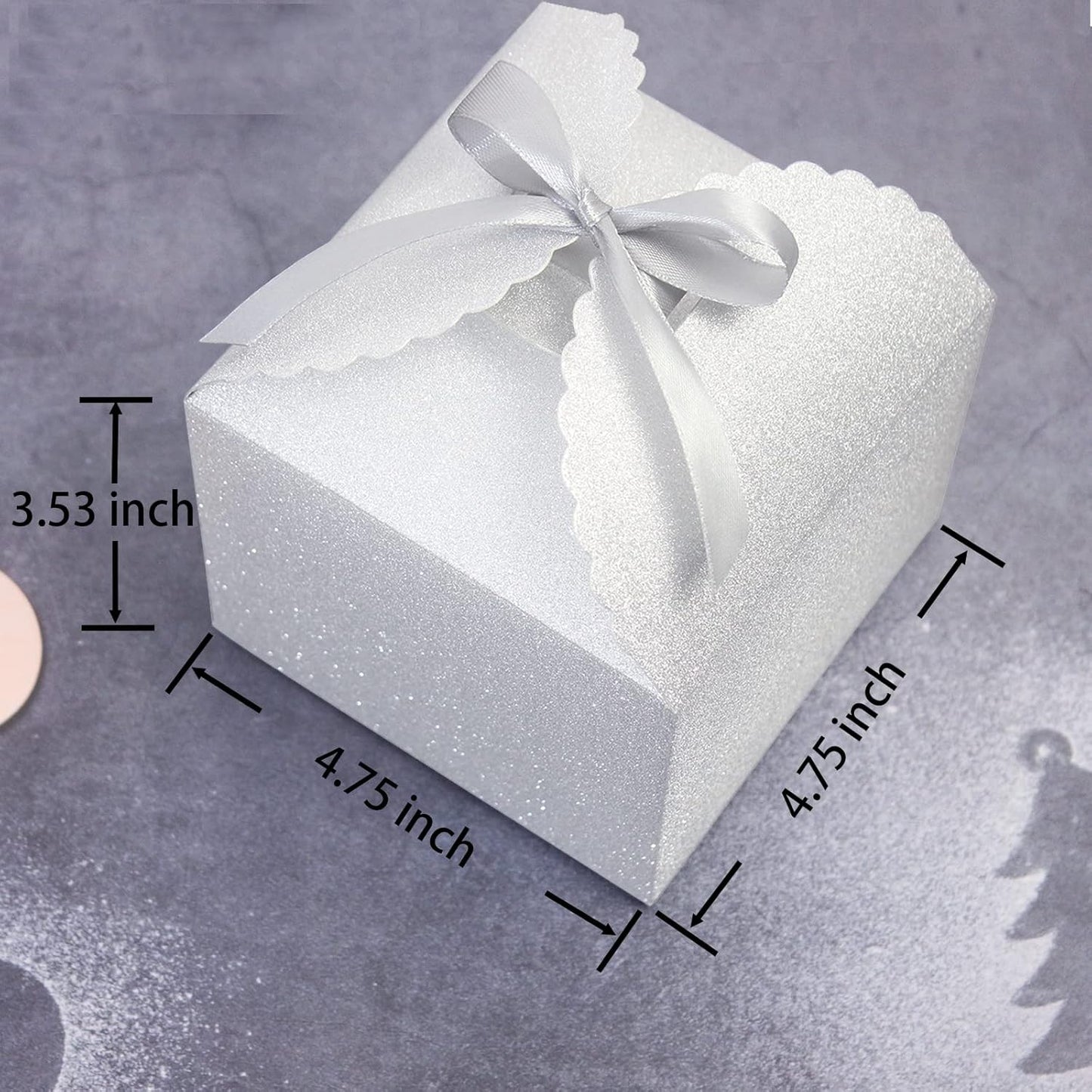 Silver Glitter Gift Boxes, 10 PCS Small Gift Box with Lids Bulk for Wedding, Party, Birthday, Valentine's Day and More, 4.75” x 4.75” x 3.53” Fancy Present Box for Gift Giving