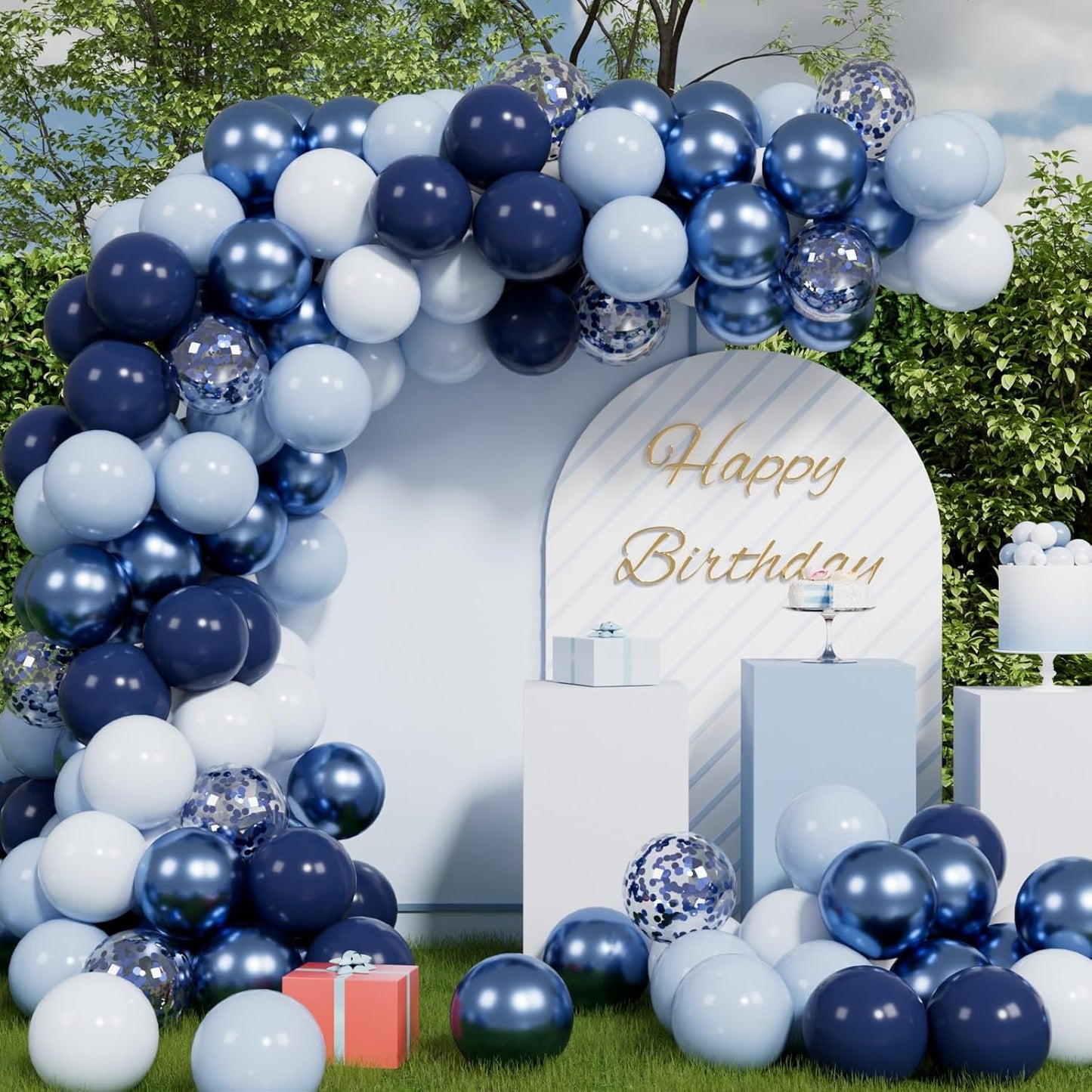 AULE Party Balloons 50 Pcs 12 inch Blue Helium Shiny Latex Metallic Confetti Thicken Mix Balloons Wedding Birthday Baby Shower Graduation Carnival Party Decorations