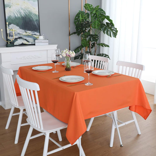 FOLINS&HOME Orange Rectangle Tablecloth - 90 x 132 Wrinkle Free Waterproof Polyester Table Cloths, Spillproof Heavy Duty Washable Table Cover for Party, Banquet, Wedding, Indoor - Rectangular/Oblong