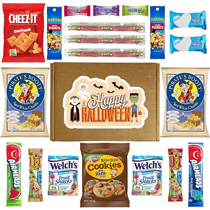 Hangry Kit Halloween Care Package Snack Box Variety Pack – 20 Count – Assorted Chips, Cookies, Candy & Crackers – Fun Spooky Design – Gift for Kids, Teens, College Students, or Office - Spooky