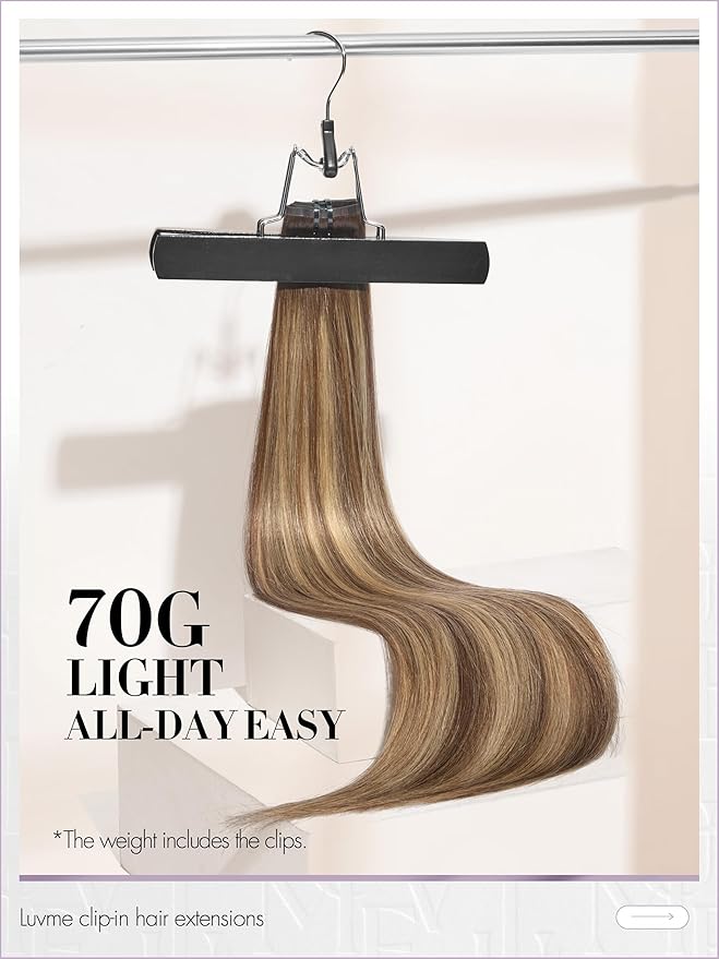 LUVME Clip in Hair Extensions, Straight Seamless 26 Inch 70g 4Pcs Chestnut Brown, 100% Real Remy Human Hair, Soft Natural Full Max Invisible Comfortable Hair Extensions for Women