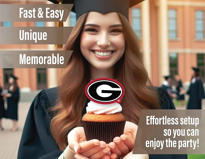 University of Georgia Party Supplies for UGA Football, Birthday Gift, Graduation Party Banner and Cake Toppers (42 Pieces) (Georgia Bulldogs)