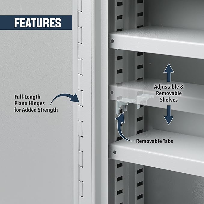 Durabox 2-Door Narcotics Cabinet - Double Door & Dual Key Lock Steel Cabinet for Safe Storage of Medicine, Prescription Drugs, Medical Supplies and More, 10" W x 15" H x 4-1/2"D (Grey, Small)