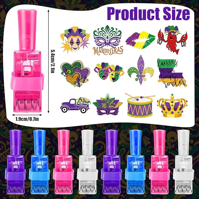 Tuanse 36 Pcs Mardi Gras Throws Bulk Mardi Gras Gifts Finger Lights for Kids Light up Carnival Finger Lights Party Favors for Carnival Celebration Party Supplies Parades Classroom Rewards Decor