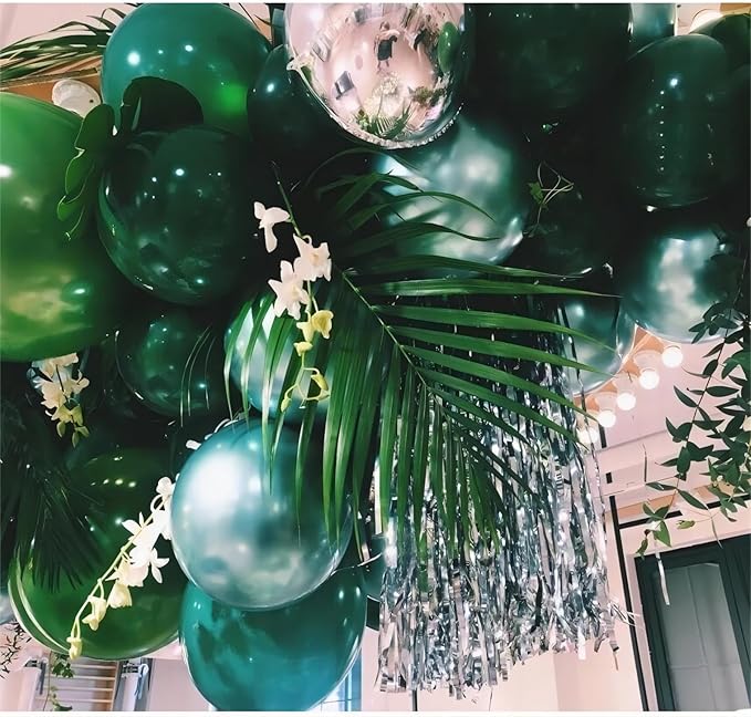 Dark Green Balloons, 140pcs Forest Green 18 12 10 5 Inch Different Sizes Pack Party Latex Balloons for Birthday Halloween Holiday Balloon Garland as Party Decorations