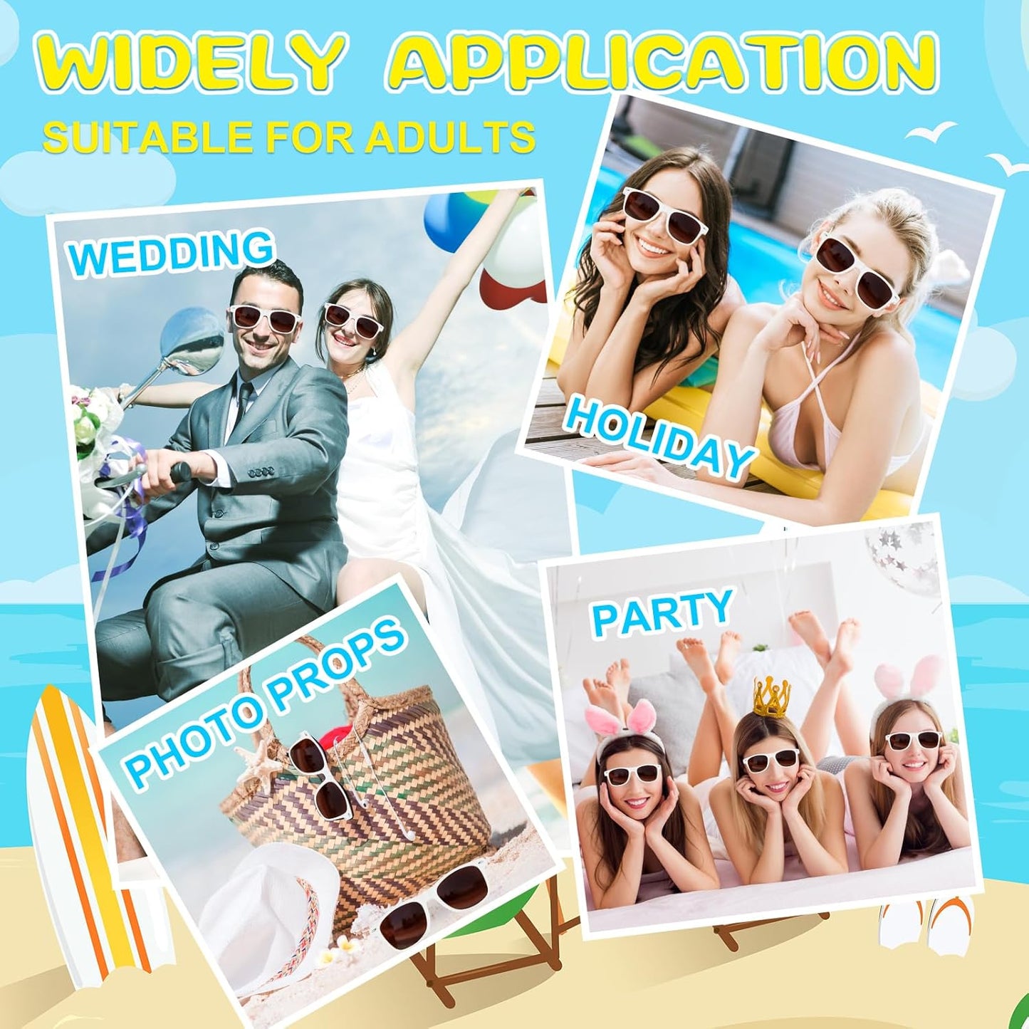 ASTARON Black Sunglasses Bulk, 6/12/24/48 Pack Sunglasses Party Favors for Summer Beach Pool Birthday Wedding Party Supplies
