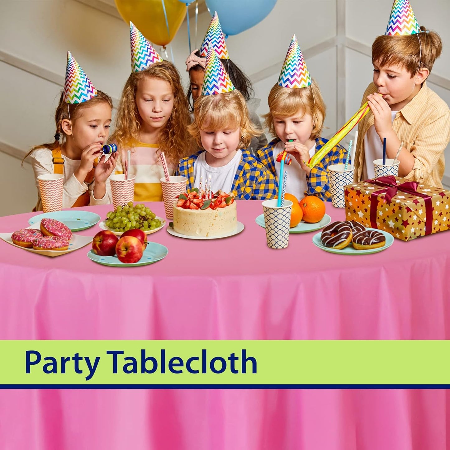 Pink Disposable Plastic Tablecloth for Round Tables (36 Pack) Table Cloths for Parties, Events & Weddings, Indoors & Outdoors, 84 inches, Plastic Table Cover