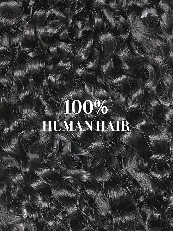LUVME Burmese Curly Clip in Hair Extensions Real Human Hair Messy Curly Clip Ins Fullness with 2 Pack for Women Brazilian Remy Human Hair Natural Black 135g 16Inch