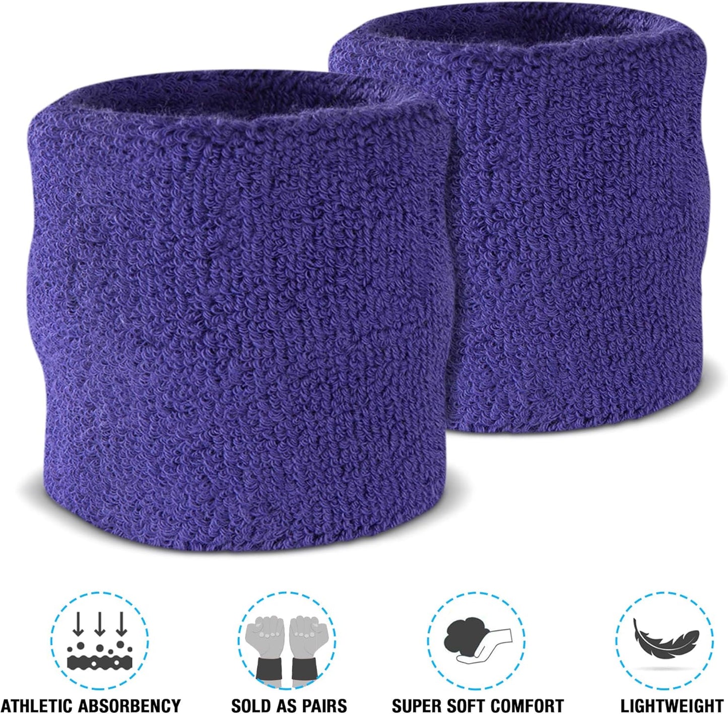 Suddora Sweatbands Set, Moisture Wicking 2 Wristbands and 1 Headband, Breathable Terry Cloth Athletic Bands for Basketball, Tennis, Yoga, Gym, Sweat Bands for Costumes and Cosplay