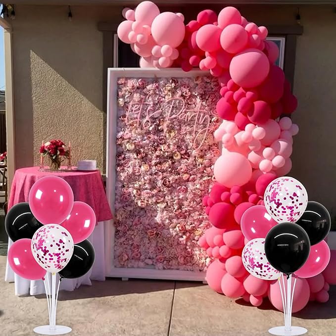 TONIFUL 4 Set Black and Hot Pink Balloon Centerpieces for Table,Balloon Stand Kit for Party Decor Sweet 16 18 21st 30 40 50 60 70th Birthday Decorations,Bridal Shower,Graduation Decorations 2026
