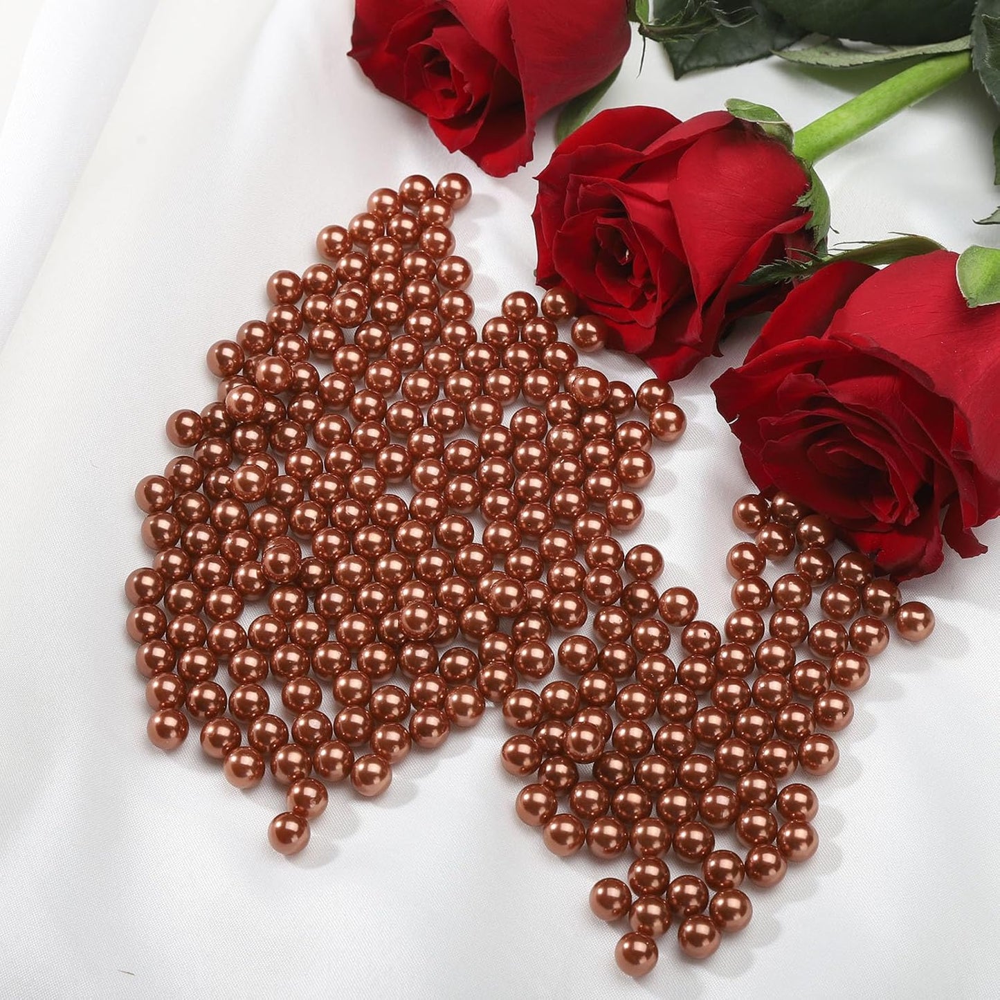 2200 Pcs Undrilled Holeless ABS Faux Pearl Beads for Vase fillers, No Hole Round Pearls for Cosmetic Boxes, DIY Parts, Table Scatter, Wedding, Birthday Party Home Decorating (Coffee, 6mm)