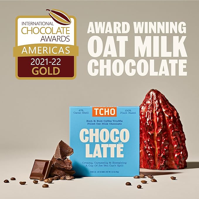 TCHO Choco Latte 47% Oat Milk Chocolate Bars (5 pack) | Plant Based, Organic & Fair Trade, | Non GMO, Non-Dairy, Vegan Chocolate, Soy Free (2.5oz each)