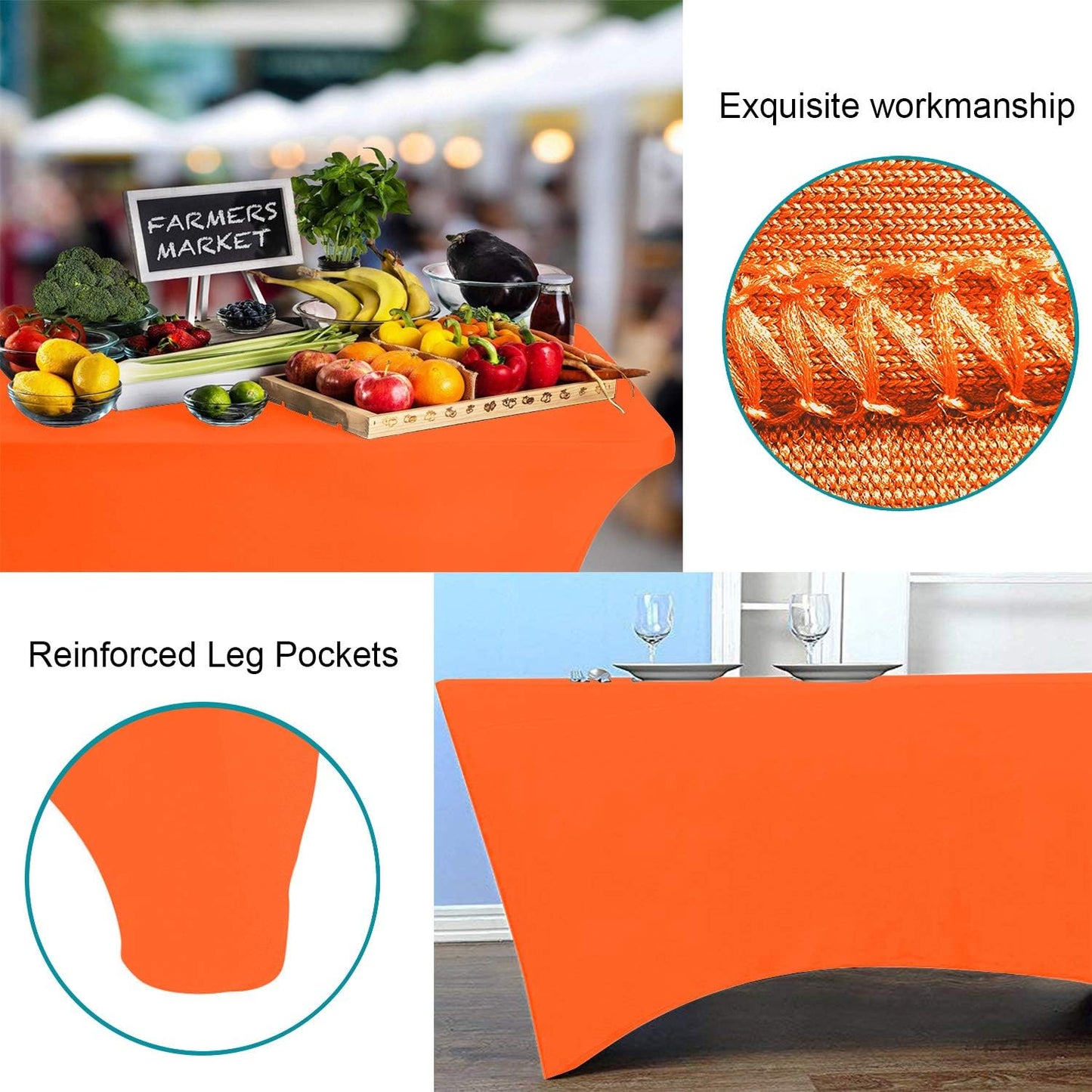 RELIANCER 2 Pack Stretch Spandex Table Covers for Rectangular Tables,4FT Elastic Fitted Tablecloth,Universal Rectangular Table Cloth Protector for Outdoor Party,Wedding,Bar,Birthday,Banquet,Events