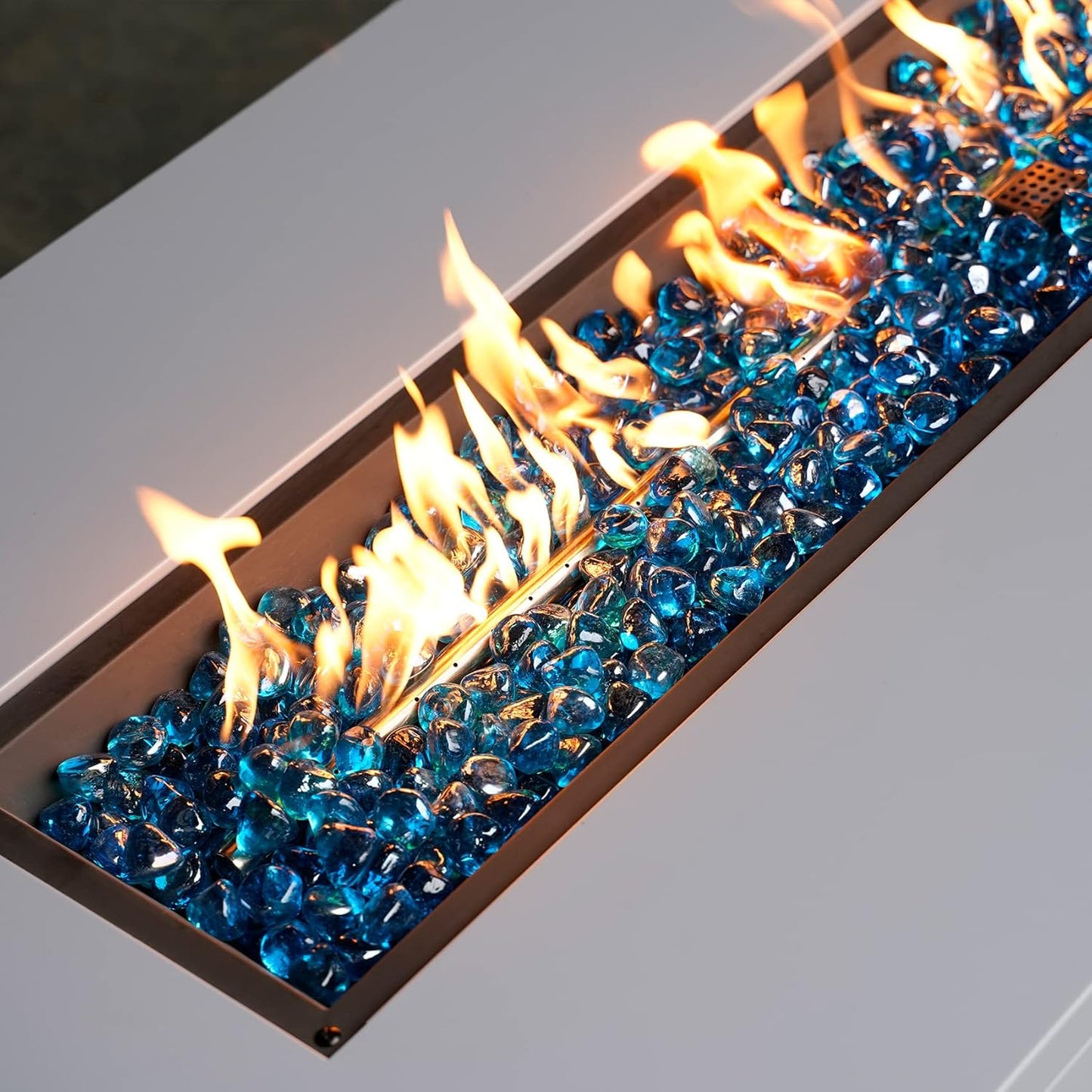 Mr. Fireglass 10 Pounds Blended Fire Glass Diamonds for Fireplace Fire Pit & Lanscaping - 1 inch High Luster Caribbean Blue Fire Rocks