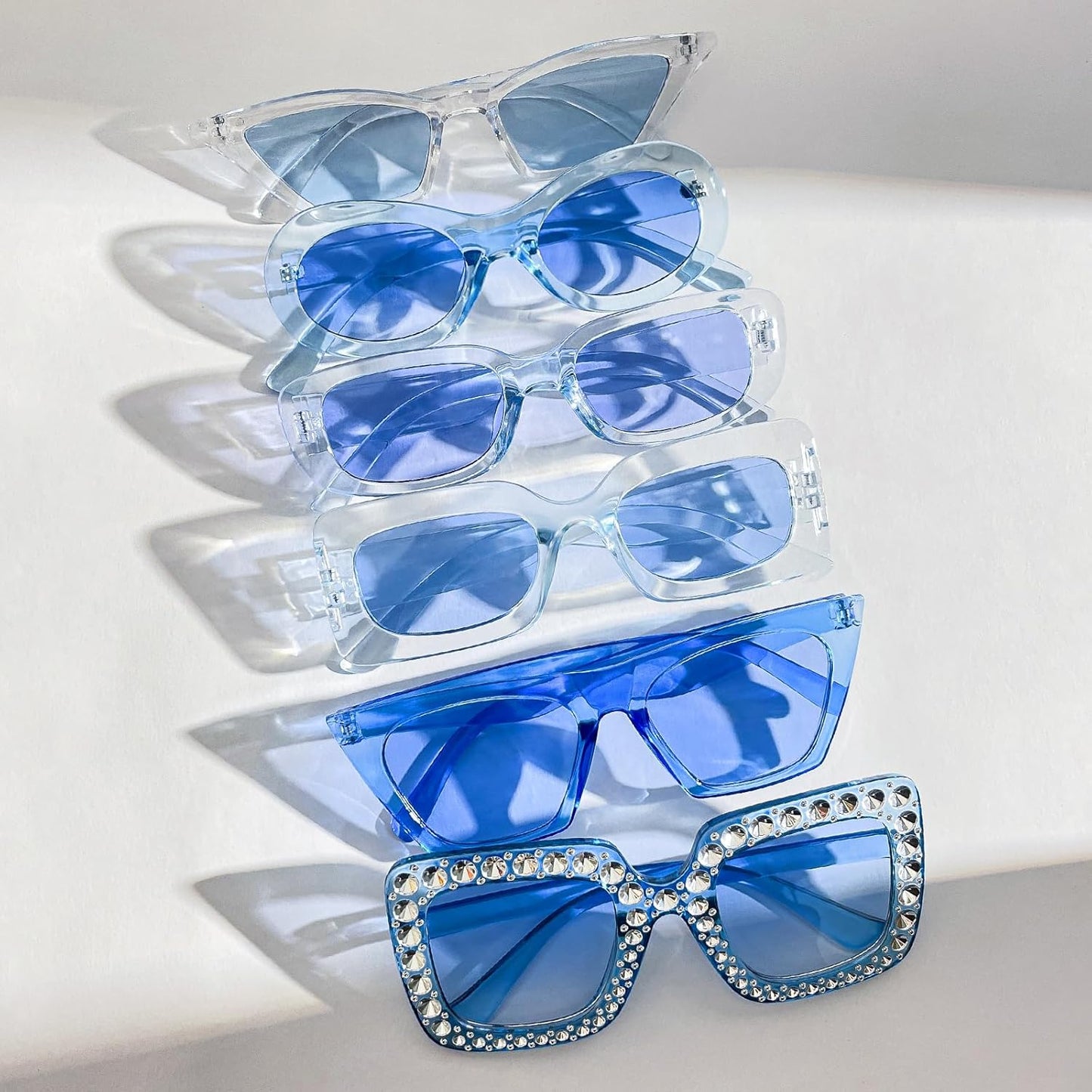 8 Mixed Style Party Sunglasses Retro Colored Party Favors Bulk Classic Costume Glasses for Women