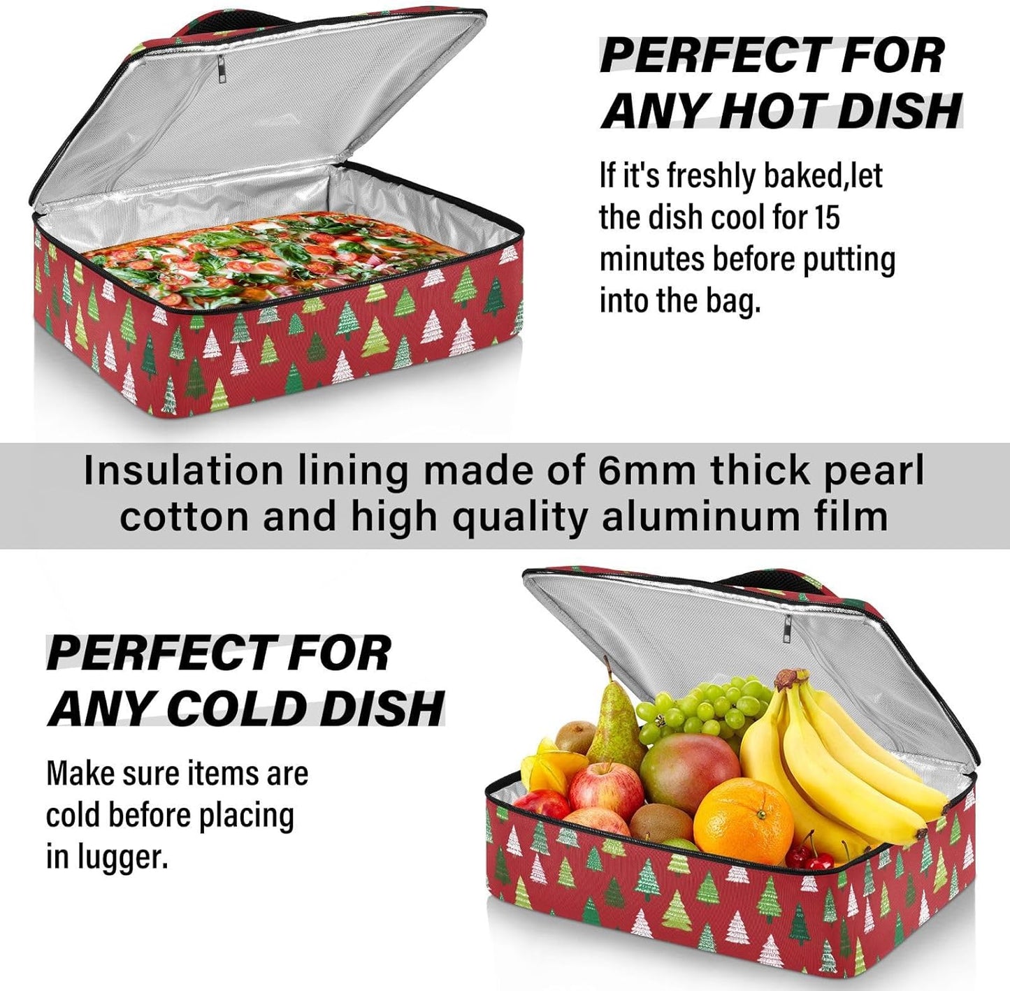 Casserole Carriers for Hot or Cold Food Reusable Casserole Dish Carrier Insulated Thermal Large Capacity Durable Perfect for Party Camping Family Gatherings Yellow Fish