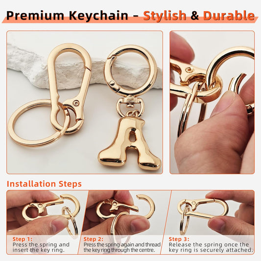Gold Bubble Heart Initial Bag Charms for Handbags – Cute Initial Letter Keychain for Women, Purse Charms, Gold Gift