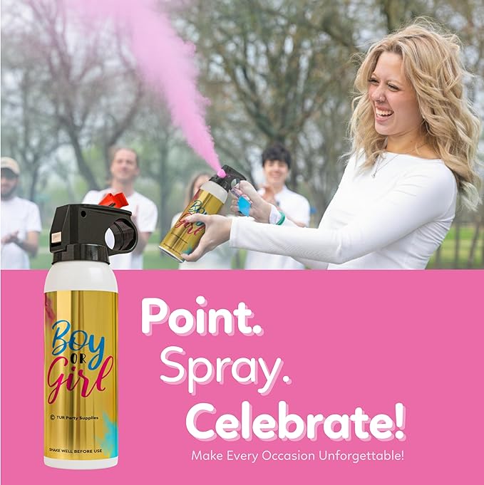 Baby Gender Reveal Powder Spray | 2 Pack Pink 100g | Fireworks Alternative | Biodegradable | Decorations for Photoshoots, Celebrations, Parties | TUR Party Supplies