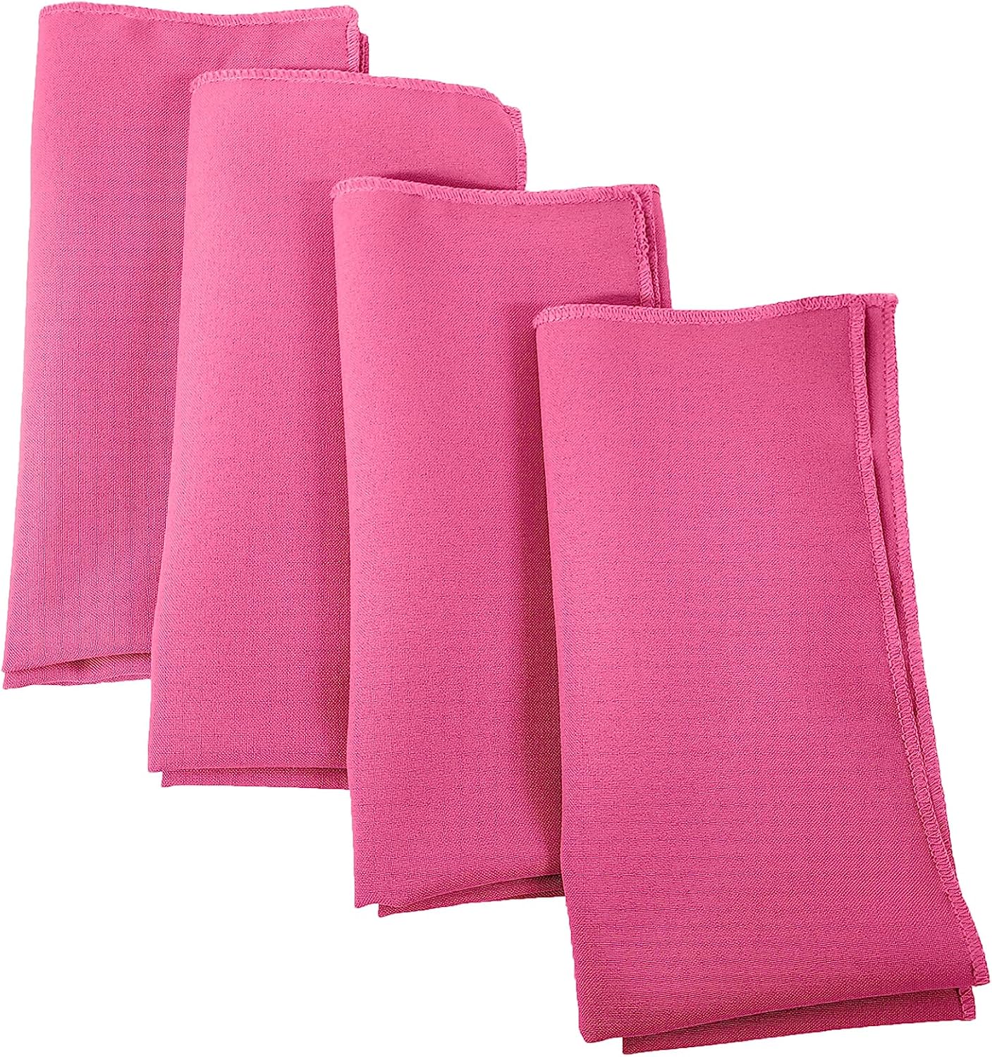 LA Linen 4-Pack Poly Blend Napkins - Soft, Washable, Stain & Wrinkle Resistant - Dinner & Party Napkins - Hot Pink, 18x18