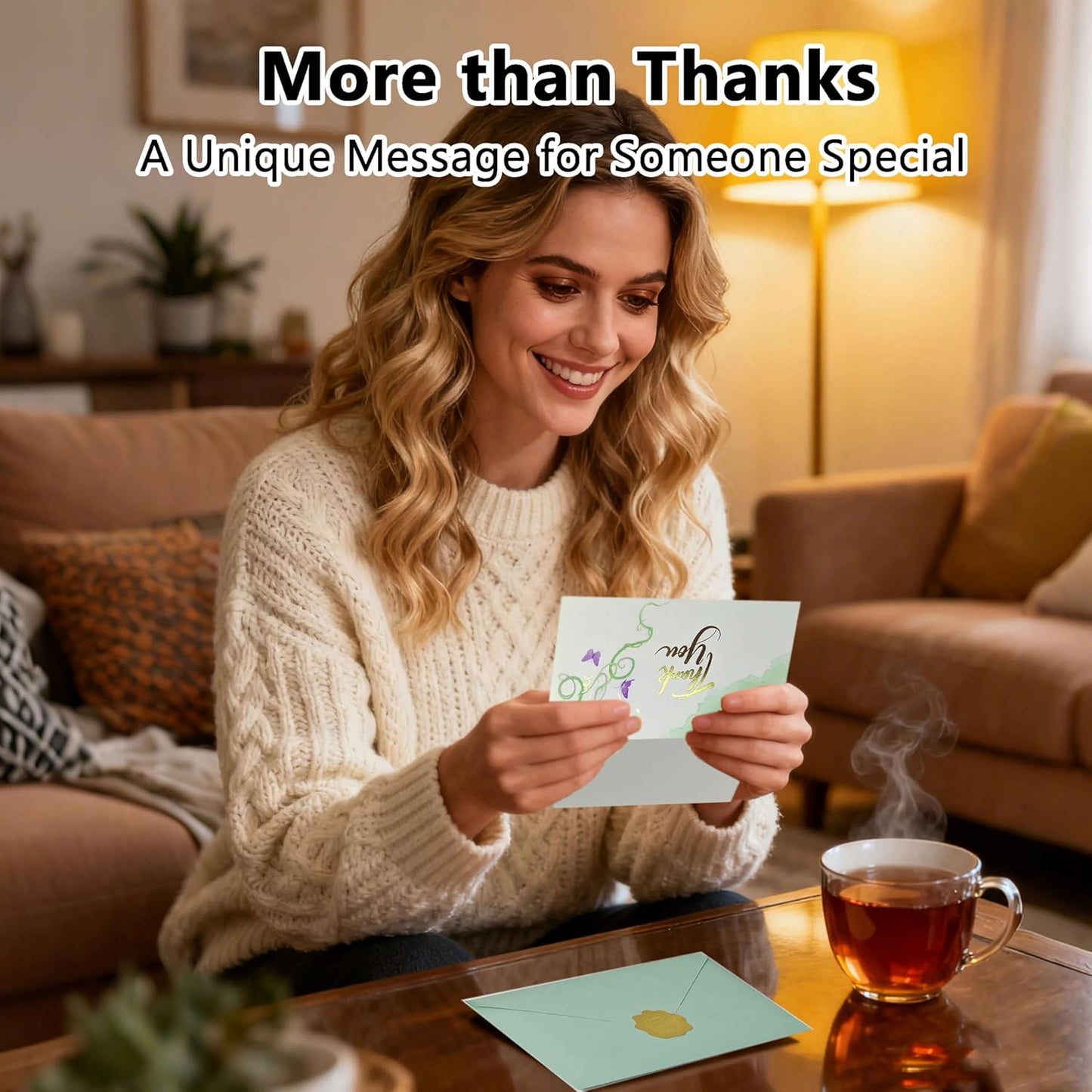 50 PK Thank You Cards Bulk with Envelopes & Gold Foil Stickers, 4x6 Inches, 4 Designs for Weddings Baby Bridal Showers Graduations Birthday